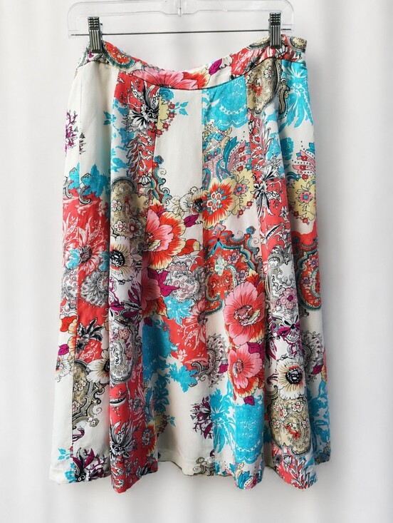 Grace Elements Dresses & Skirts - Grace Elements Linen Blend Floral Paisley A-Line Skirt Large Colorful Boho Fairy